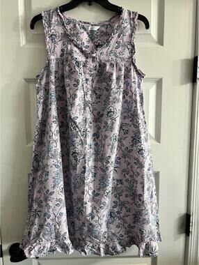 Adonna Floral 100% Cotton Cottagecore Prairie Nightgown Sz S Purple Ruffles